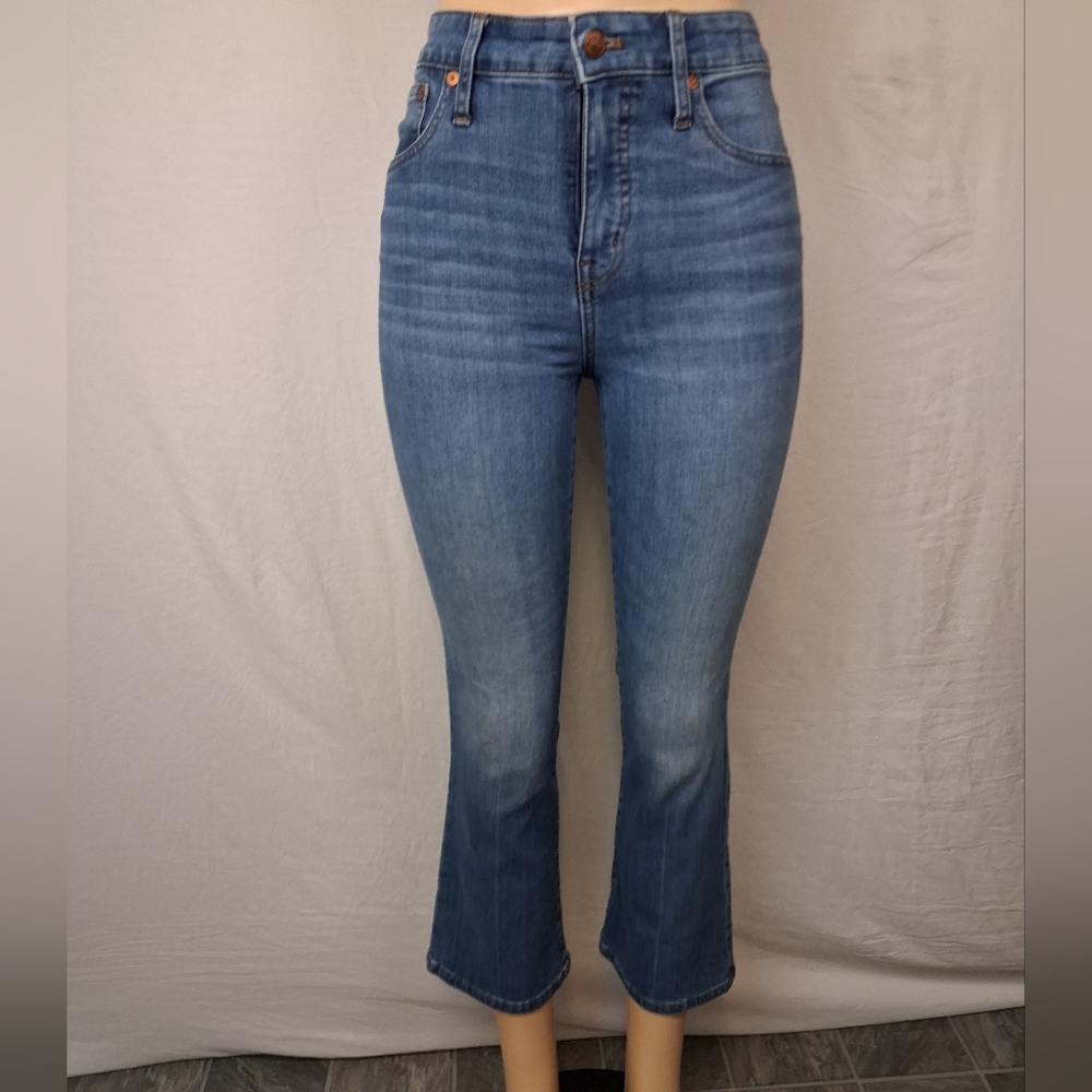 Madewell Medium Blue Cropped Bootcut Jeans Size 26 - Picture 5 of 16